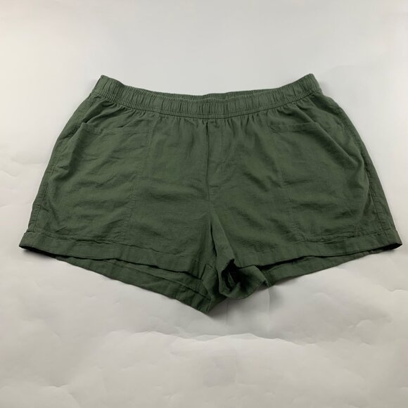 Old Navy Dark Olive Linen Blend High Rise Pull On Shorts 3X - Picture 1 of 5